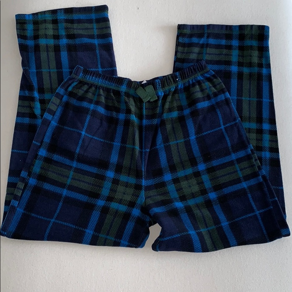 Boys fleece PJs blues/green/black plaid